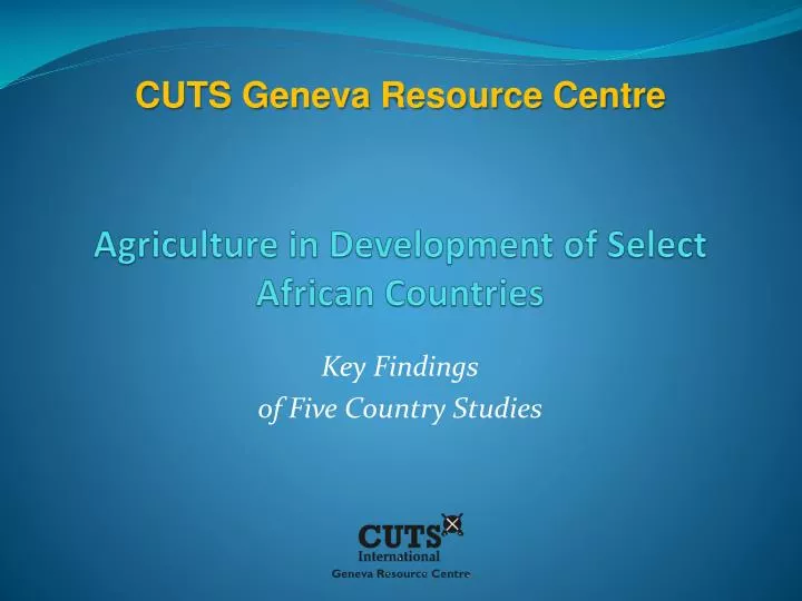 agriculture in development of select african countries