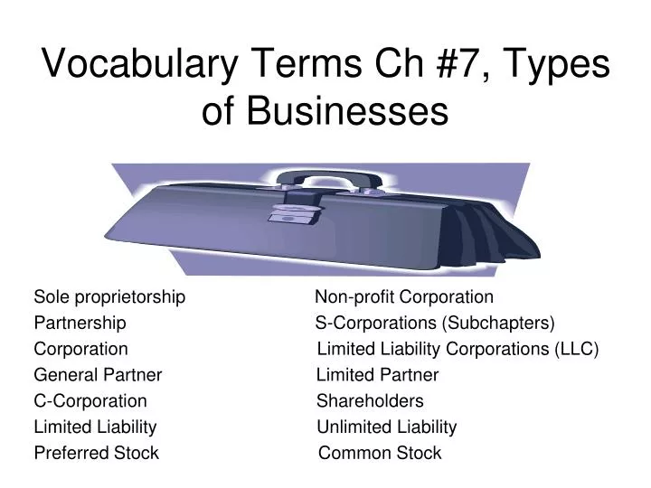 vocabulary terms ch 7 types of businesses