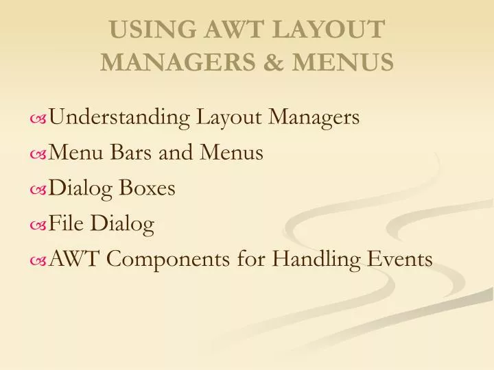 using awt layout managers menus