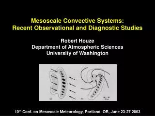 Mesoscale Convective Systems: Recent Observational and Diagnostic Studies Robert Houze