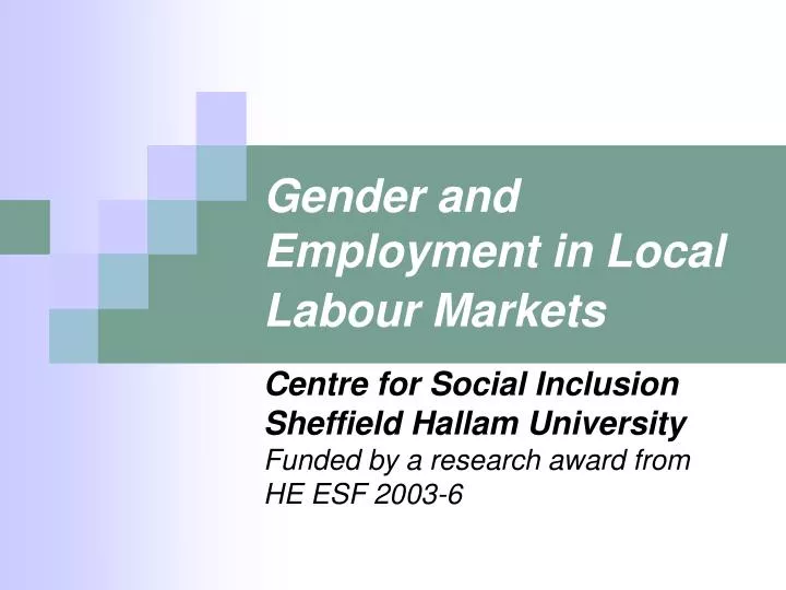 gender and employment in local labour markets