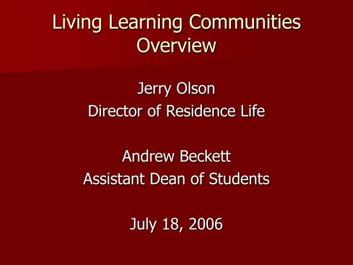 living learning communities overview