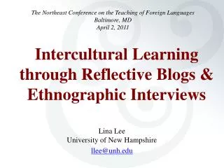 Intercultural Learning through Reflective Blogs &amp; Ethnographic Interviews