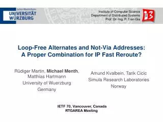 Loop-Free Alternates and Not-Via Addresses: A Proper Combination for IP Fast Reroute?