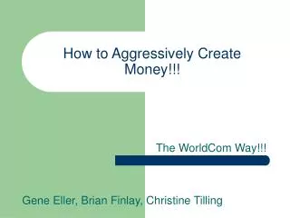 How to Aggressively Create Money!!!