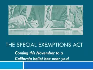 THE SPECIAL EXEMPTIONS Act