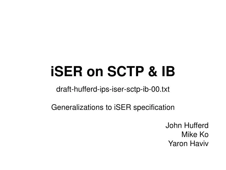 iser on sctp ib