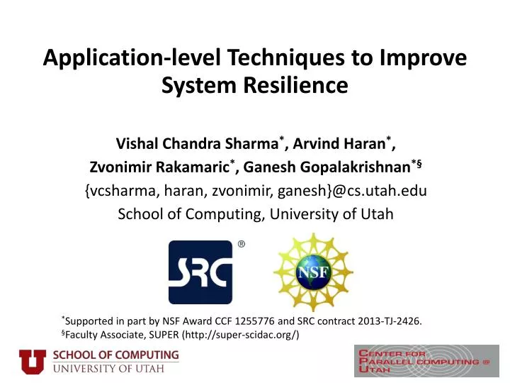 application level techniques to improve system resilience