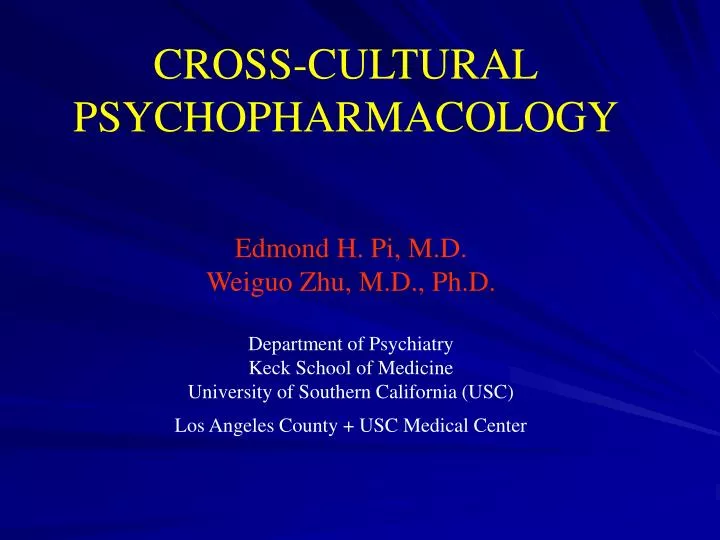 cross cultural psychopharmacology