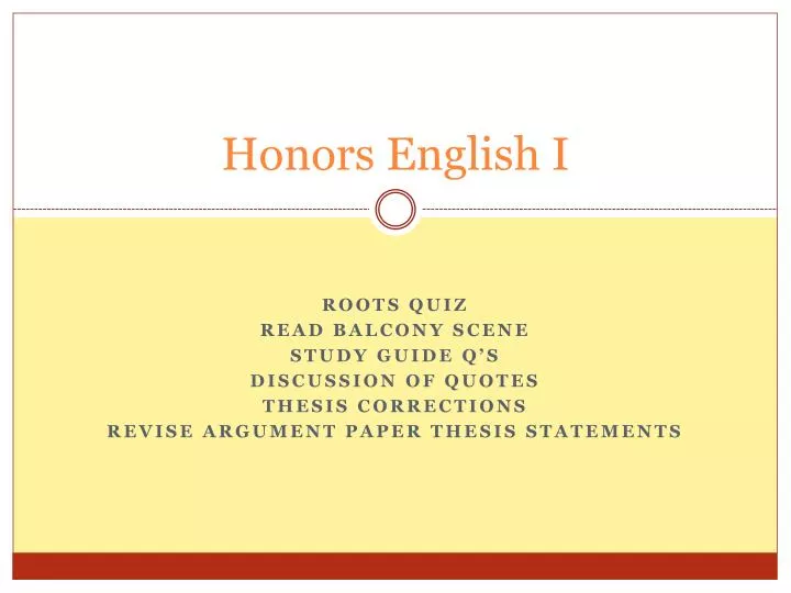 honors english i