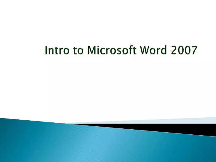 intro to microsoft word 2007