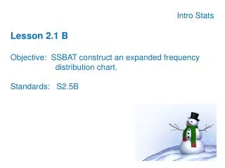 Intro Stats Lesson 2.1 B Objective: SSBAT construct an expanded frequency 			distribution chart.
