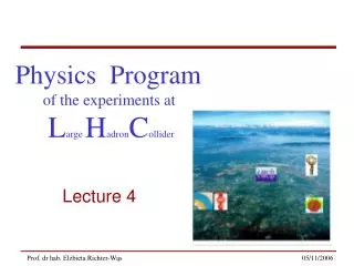 Physics Program of the experiments at L arge H adron C ollider