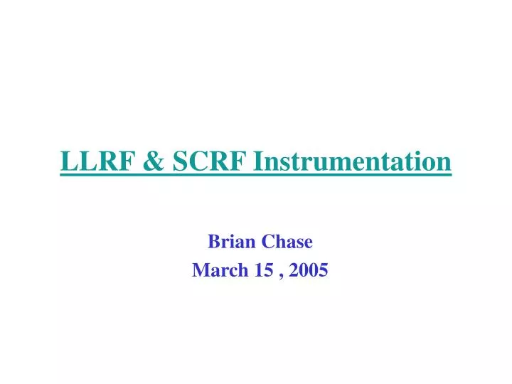 llrf scrf instrumentation