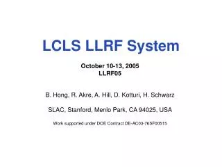 LCLS LLRF System