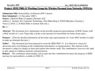 Project: IEEE P802.15 Working Group for Wireless Personal Area Networks (WPANs)