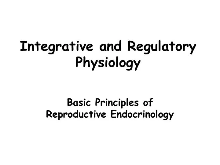 integrative and regulatory physiology
