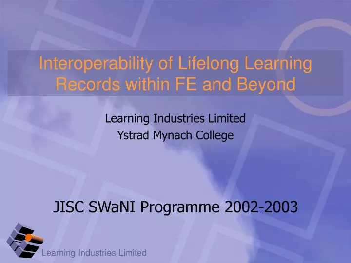 interoperability of lifelong learning records within fe and beyond