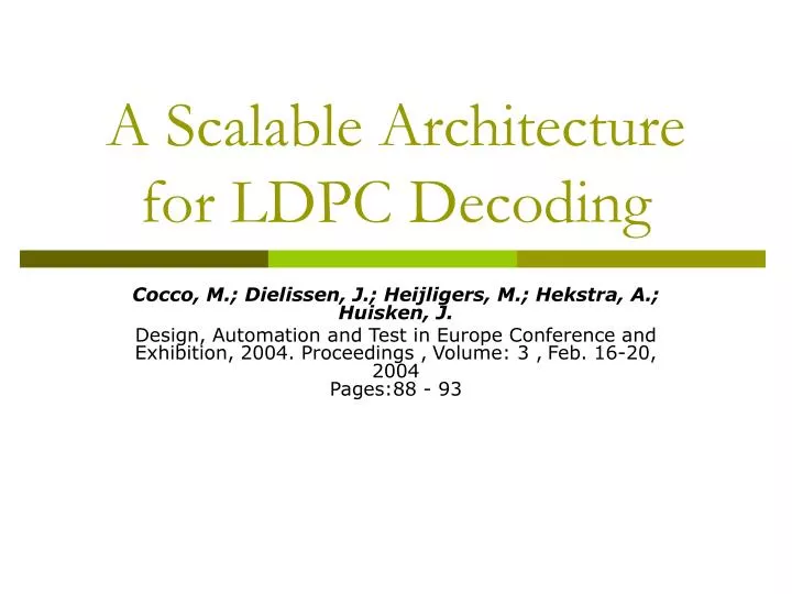 a scalable architecture for ldpc decoding
