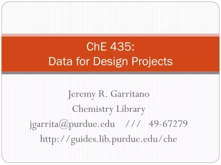 che 435 data for design projects