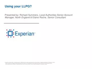 Using your LLPG?