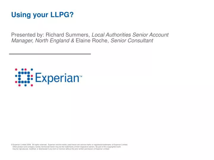 using your llpg