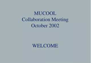 MUCOOL Collaboration Meeting October 2002
