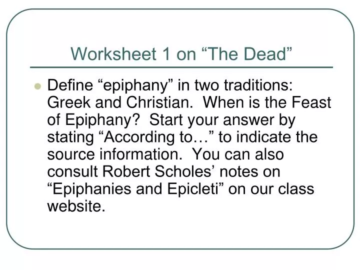 worksheet 1 on the dead