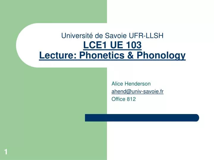 universit de savoie ufr llsh lce1 ue 103 lecture phonetics phonology