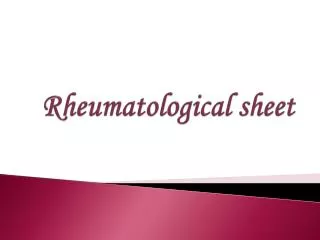 Rheumatological sheet