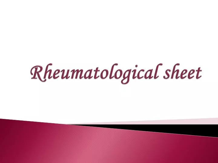 rheumatological sheet