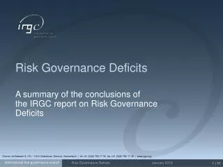 Risk Governance Deficits