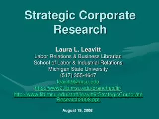 Strategic Corporate Research