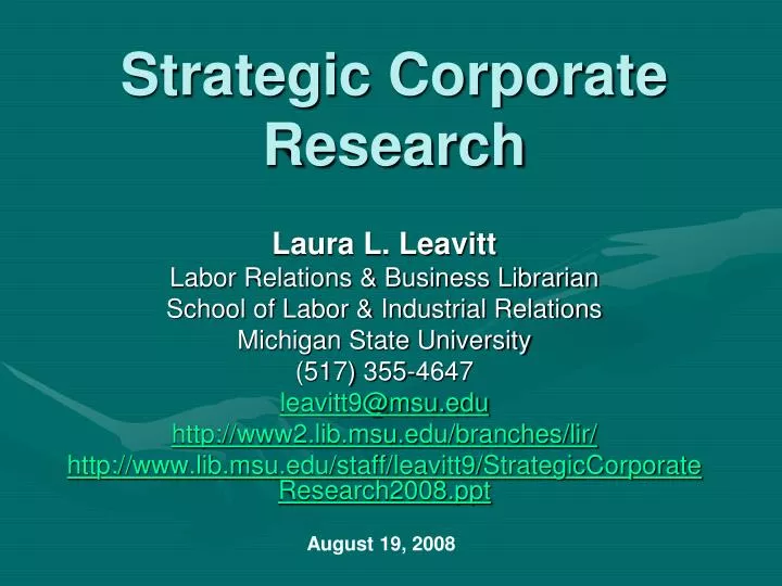 strategic corporate research