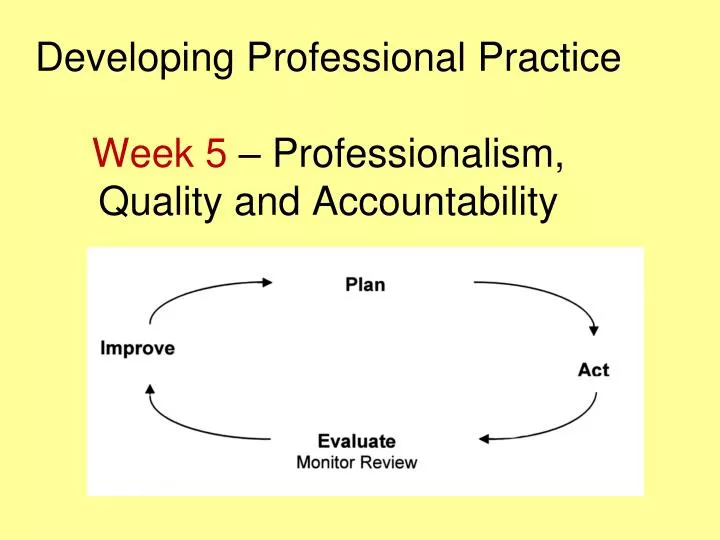 developing professional practice week 5 professionalism quality and accountability