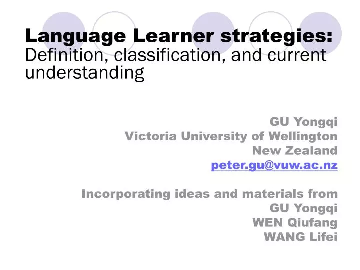 language learner strategies definition classification and current understanding