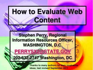 How to Evaluate Web Content