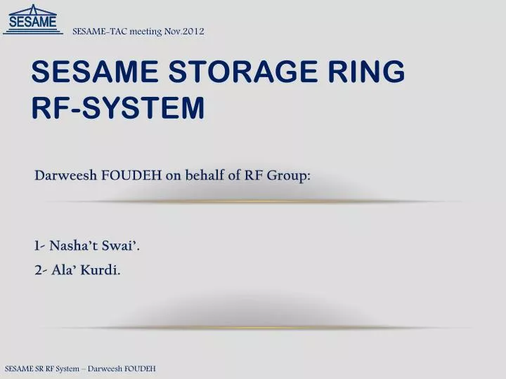 sesame storage ring rf system