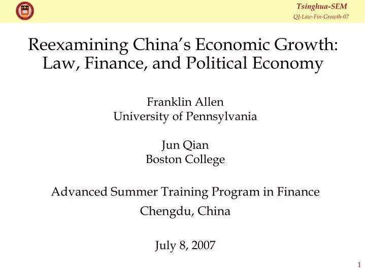 reexamining china s economic growth law finance and political economy