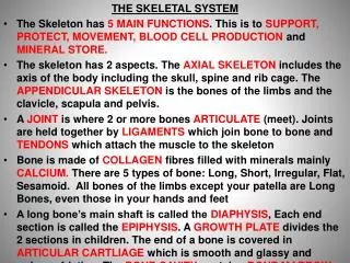 THE SKELETAL SYSTEM