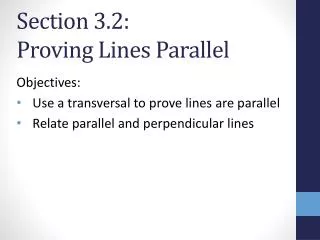 Section 3.2: Proving Lines Parallel