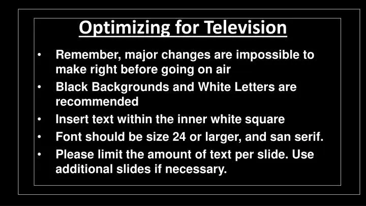 optimizing for television