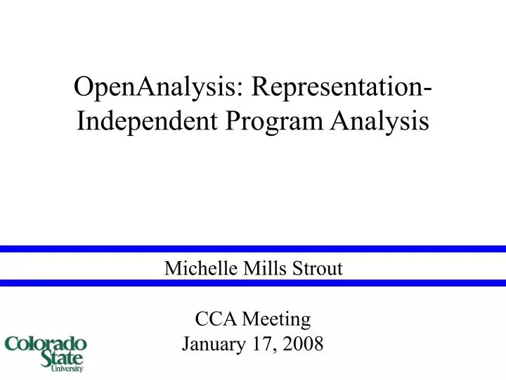 openanalysis representation independent program analysis