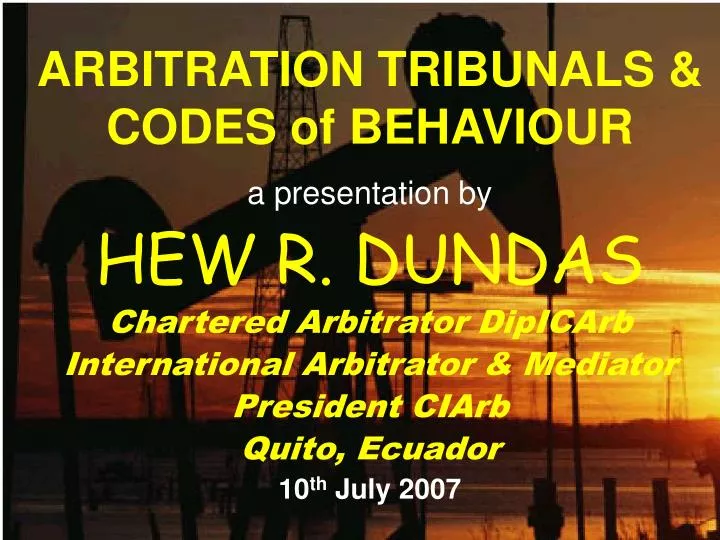 arbitration tribunals codes of behaviour