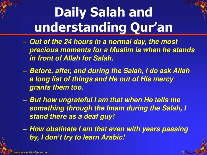 daily salah and understanding qur an