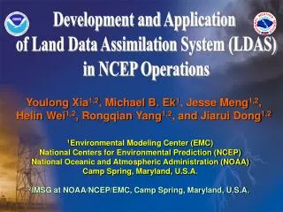 Development and Application of Land Data Assimilation System (LDAS) in NCEP Operations