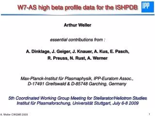 W7-AS high beta profile data for the ISHPDB
