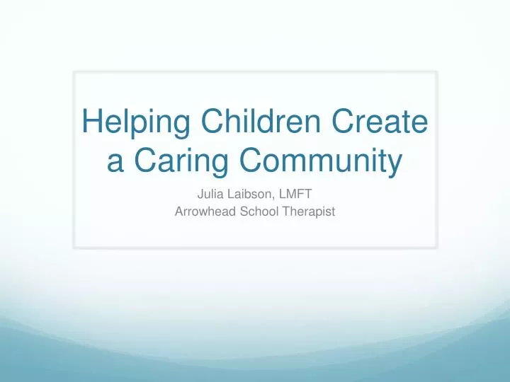 helping children create a caring community