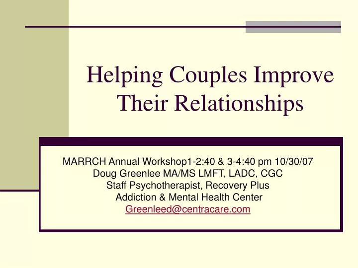 helping couples improve their relationships