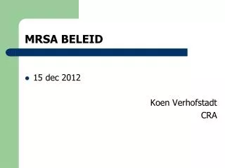 mrsa beleid